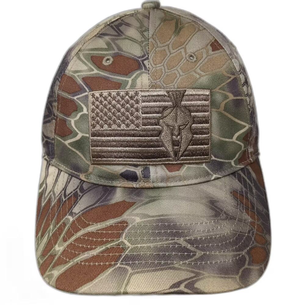 Kryptek Green Camo American Flag Spartan Baseball Cap Hat One Size Adjustable